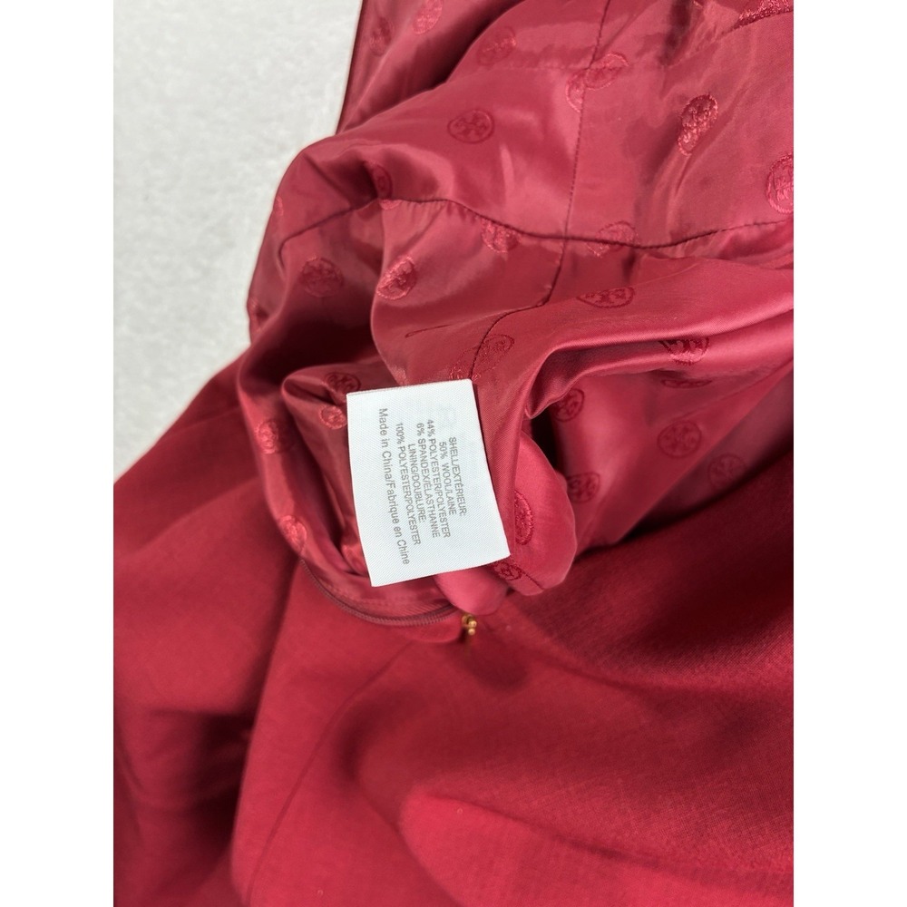 Tory Burch Lydia Sheath Dress Womens 2 Red V-Neck Short Sleeve Work Office Midi - Picture 6 of 11
